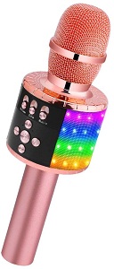 BONAOK Wireless Bluetooth Karaoke Microphone with Controllable LED Lights