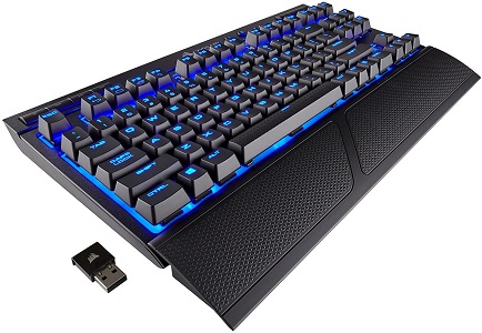 Corsair K63 Wireless Mechanical Gaming Keyboard, Backlit Blue LED, Cherry MX Red