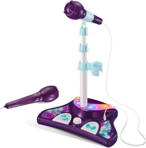 L P Kids Karaoke Machine With 2 Microphones and Adjustable Stand, Music Sing Along With Flash