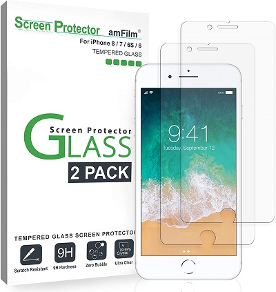 amFilm Glass Protector for iPhone 8, 7, 6S, 6