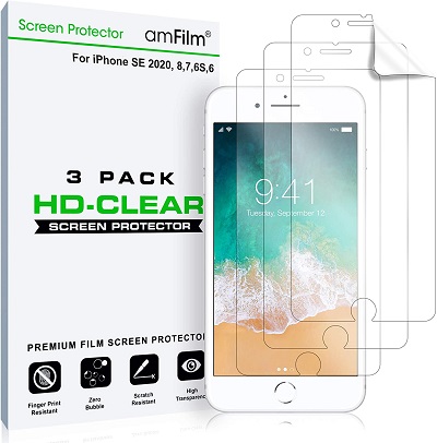 amFilm Screen Protector for iPhone SE (2020), 8, 7, 6S, 6