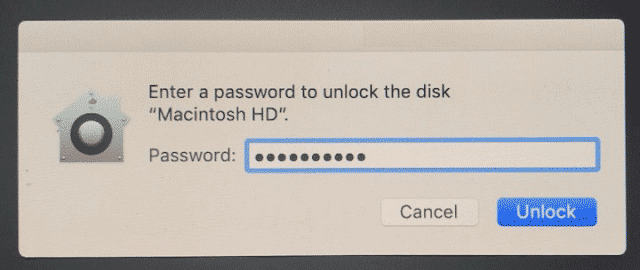 enter a password to unlock the disk